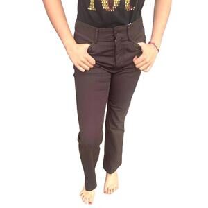 90s Miu Miu IT 48/ US 12 Brown Cotton Blend Straight Leg Ankle Trousers